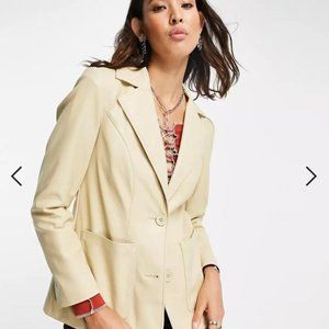Faux Leather Beige Blazer
